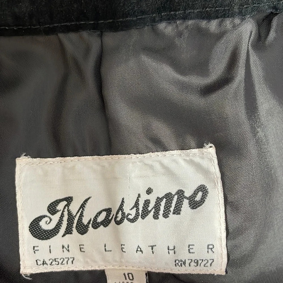 VINTAGE Massimo Fine Leather Black Genuine Suede Pencil Skirt Lined Size S 27 - Picture 8 of 12